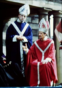 Bob Johnson (left) as High Priest Caiaphas in one of the Wakefield Mystery Plays.