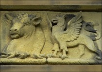 2017 - Detail of the carving of Beaumont Bull and Wentworth Griffin