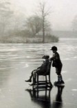 Richard and Nicholas Beaumont on the frozen lower lake - 1930s