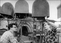 Music students - Tony Crimlisk (left) and Peter White - were the lighting technicians for the performances of the Wakefield Mystery Plays.