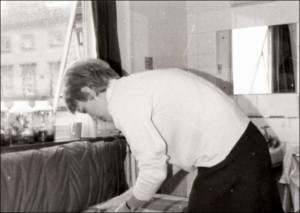 Janet in her study/bedroom in Allendale Hostel