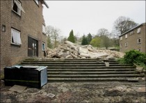 Rubble of the former King's Head Hostel with Dearne Hostel on the left.